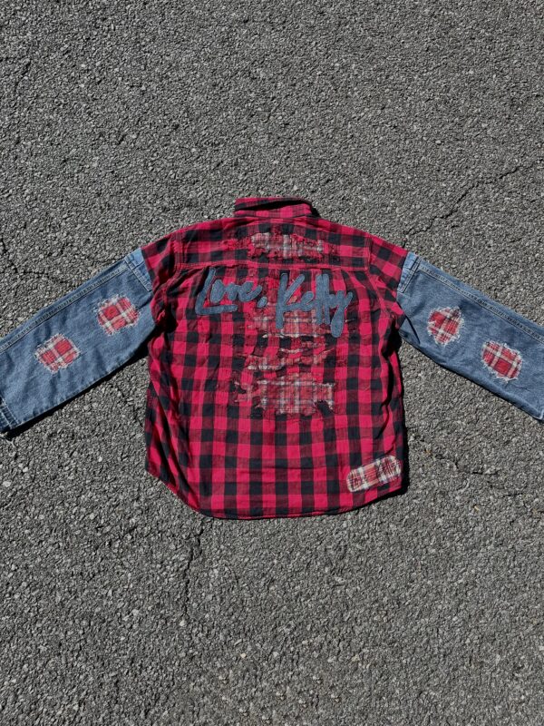 1 OF 1 FLANNEL DENIM "LOVE, KELLY" BUTTON UP / NYFW SZN 1 / COLLECTION 3