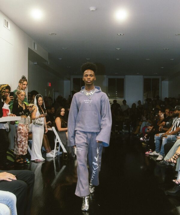 1 OF 1 GREY + PURPLE "LOVE, KELLY" FLYING BIRDS HOODIE / NYFW SZN 1 / COLLECTION 2 - Image 2