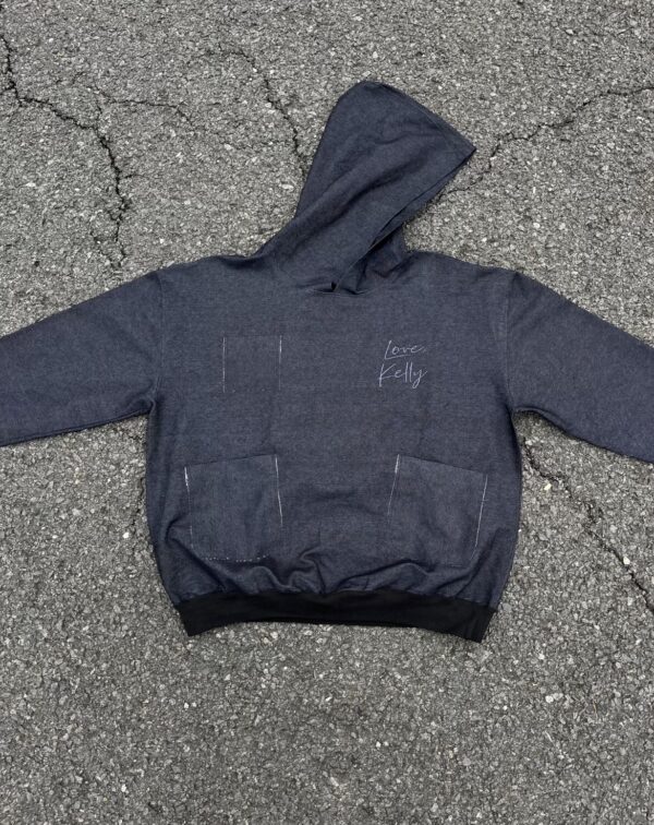 1 OF 1 DENIM "LOVE, KELLY" HOODIE / "LOVE, KELLY" NYFW SZN 1 / COLLECTION 1